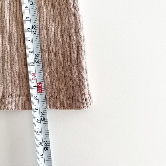 U2B Cold Shoulder Sweater Tan Ribbed Knit Long Sleeved Women's L - Picture 8 of 10